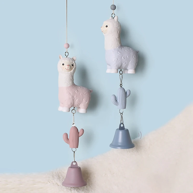 

Cute Alpaca Wind Chime Resin Wind Chime Girl Craft Gift Door Hanging Decoration Bedroom Living Room Garden Ornament Art Pendant