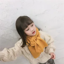 Корейские вязаные хлопковые однотонные мягкие теплые осенне-зимние плотные детские шали для мальчиков и девочек, шарфы, аксессуары-LHC