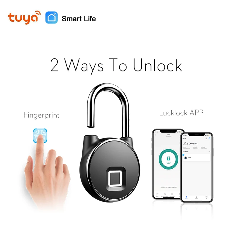 Tuya/Smart life APP отпечаток пальца навесной замок без ключа USB перезаряжаемый дверной