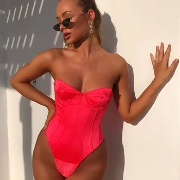 

2019 Sexy Solid 3-Colors Strapless Bodysuits Women Fashion Skinny Bodycon Sleeveless Beach Party Women Rompers Female Jumpsuit