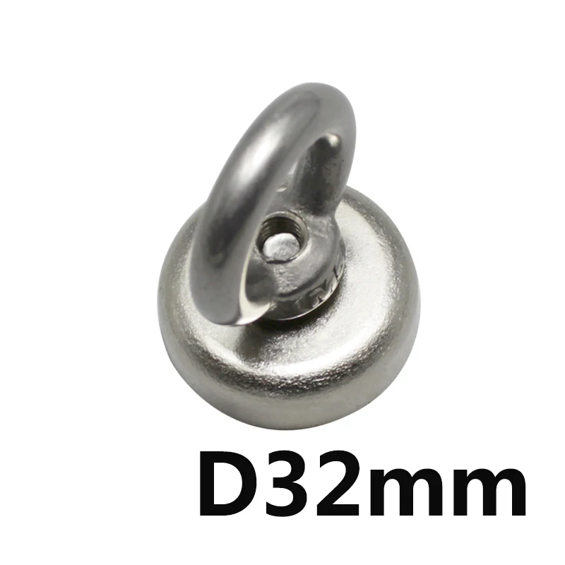 

50/100/150pcs D32 hole salvage Powerful Round Neodymium Magnet Hook Metal Detector Strong Sea Fishing Hunting