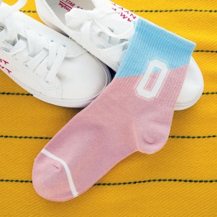 Однотонные нескользящие носки Coolmax спортивные женские носки для занятий спортом на открытом воздухе дышащие носки до колена для фитнеса и пеших прогулок и бега - Цвет: Pink blue