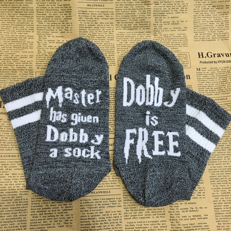 Unisex Novelty Socks Master Has Given Dobby A Sock Dobby Is Free Funny Soft Cotton Casual Print Letter Fashion