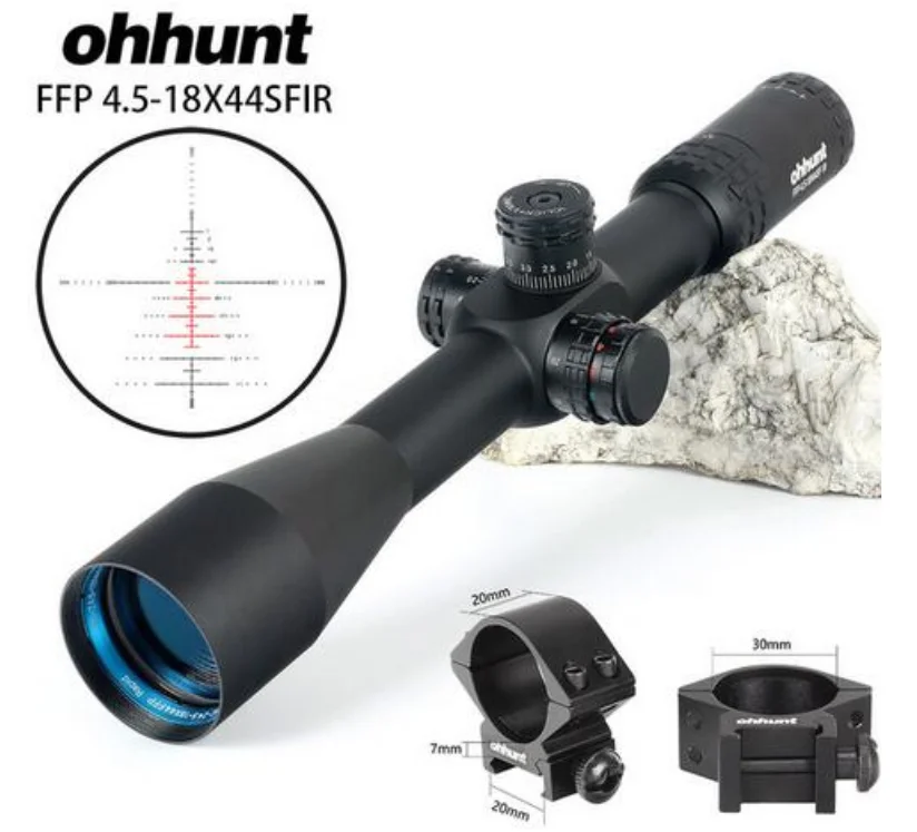with picatinny rings MC-Z 4,5-18X44 FFP первая фокальная плоскость оптический прицел FFP Riflescope боковой Parallax Z1000 стекло гравированное сетка замок сброс область - Цвет: with picatinny rings