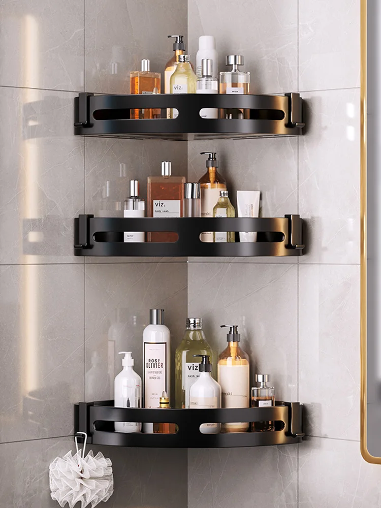 Dropship Glass Corner Shelf For Bathroom Corner Shower Shelf Black