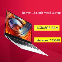 เปลือกโลหะ 15.6 นิ้ว Intel i7 4500U แล็ปท็อป 8G 16G RAM SSD 1080P Notebook Dual Band WIFI full Layout Backlit แป้นพิมพ์สำหรับสำนักงาน(China)
