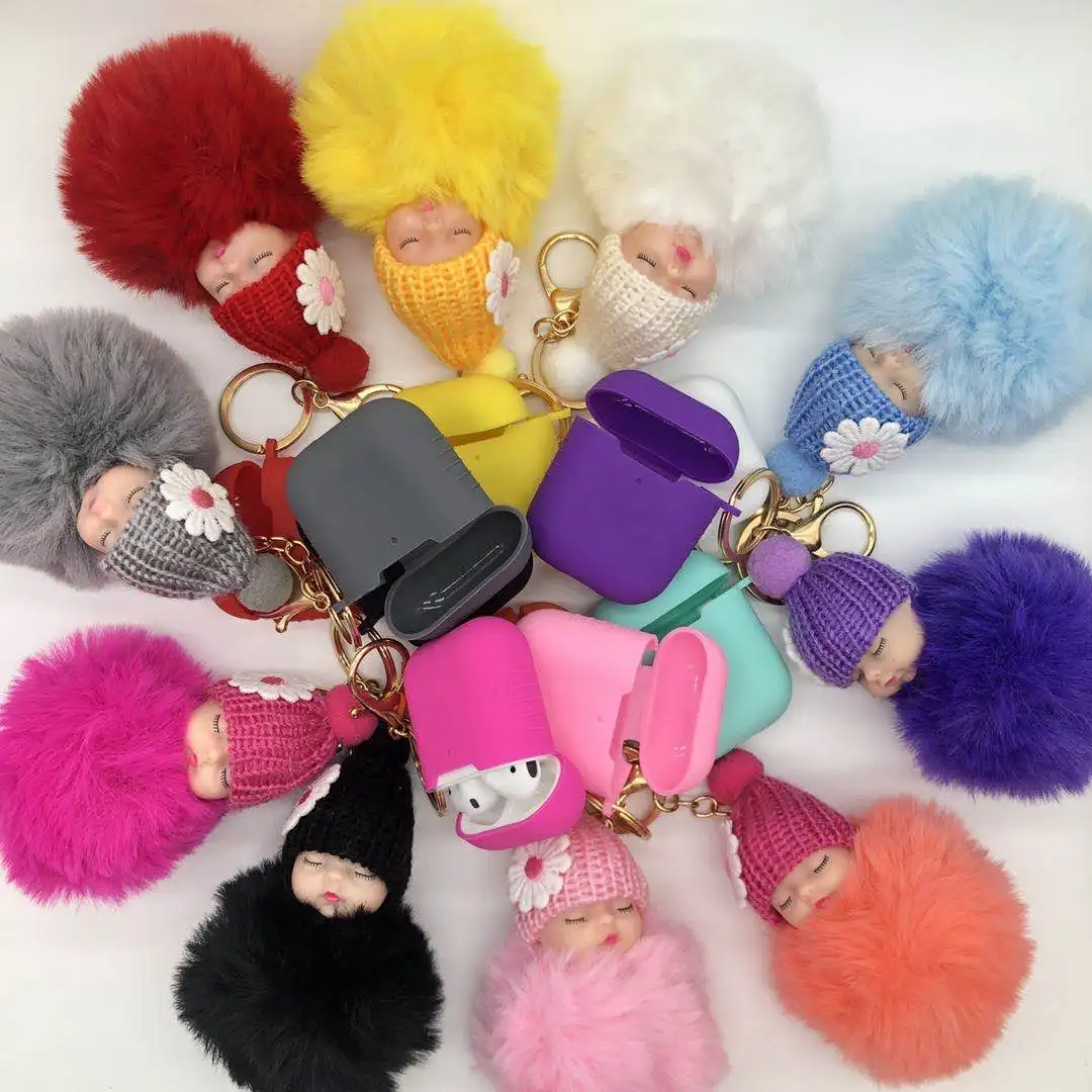 

For Apple Airpods Case 3D Silicone Cute Cartoon Fur Ball Doll Protective Shell for AirPods 1 2 Silicone Cover Earplugs