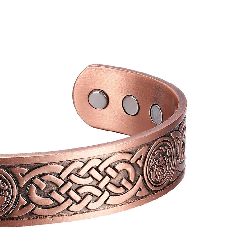 Oktrendy Pure Red Copper Bracelet Wide Magnetic Cuff Health Energy Bracelet Adjustable Open Cuff Copper Bangles for Women Men