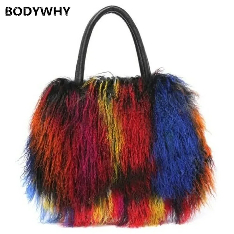 Luxe Real Lange Krul Bont Mongoolse Schapenvacht Bont Schouder Handtas Vrouwen Casual Design Mode Meisjes Boodschappentas Hoge Capaciteit Luxe Real Lange Krul Bont Mongoolse Schapenvacht Bont Schouder Handtas Vrouwen Casual Design Mode Meisjes Boodschappentas Hoge Capaciteit