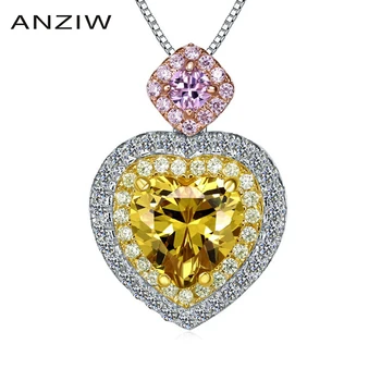

2 Carat Heart Cut Yellow Pink Sona Halo Pendants 925 Sterling Silver White Gold Rose Gold Yellow Gold Color Pendants