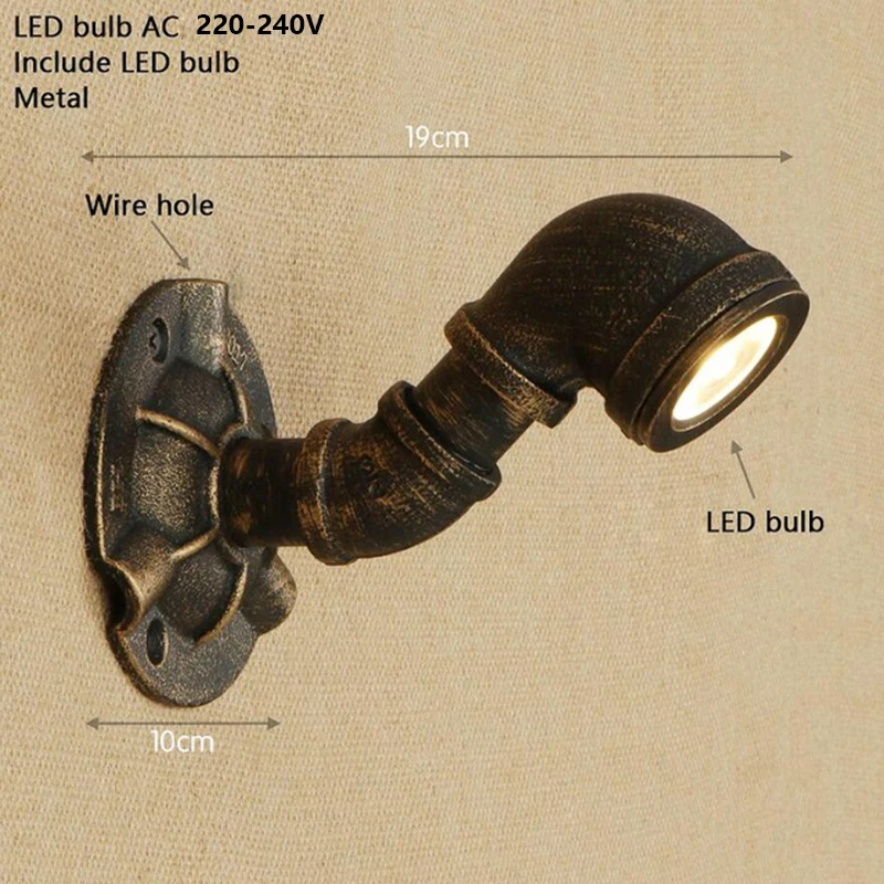 Светодиодный светильник в скандинавском стиле, промышленный светильник в стиле лофт, железная ржавчина, водопровод, ретро настенный светильник, бра, Светильники для гостиной, ресторана, спальни