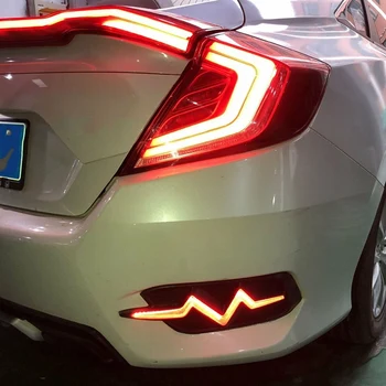 

for Honda Civic 2016-2018 Heartbeat LED Rear Bumper Reflector Brake Light Fog Light Lamp with Turn Signal