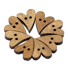 100 шт. 2 отверстия прекрасный коричневый деревянный швейная кнопка в форме сердца Ремесло 16*13,5*3 мм