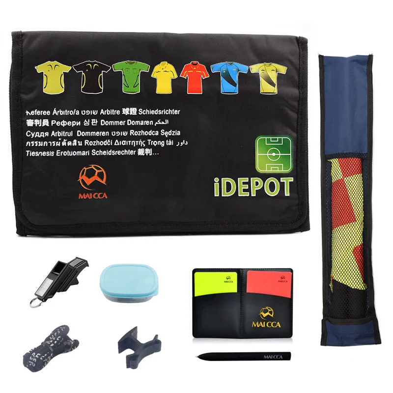 Soccer Coin Referee Wallet Bag Whistle Red Yellow Cards Pencil Sports Training Kit Football Umpire Flag Coach Equipment | Спорт и