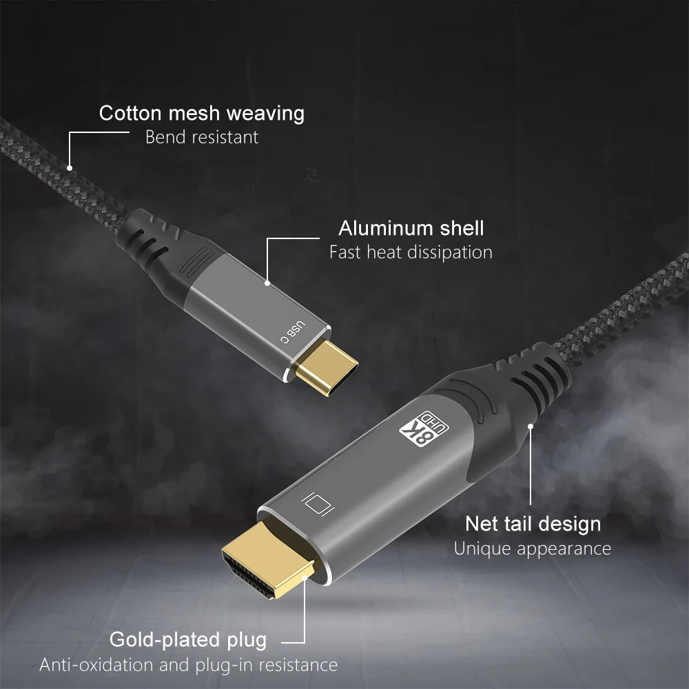 ƺ º Ʈ HD USB C to HDMI ȣȯ 2.1 ̺, HDR Ʈ 3 to HDMI ̺, 8K, 30Hz, 4K, 120Hz, 48Gbps
