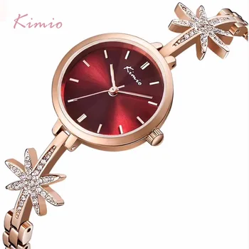 

KIMIO Brand Women Crystal Eight Awn Star Bracelet Watches 2018 New Design Ladies Rose Gold Casual Quartz Watch For Girl