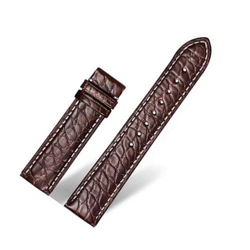 Brown white Подлинный Аллигатор настоящая американская крокодиловая кожа часы наручные часы на кожаном ремешке ремешок для мужчин или женщин 12 мм 14 мм 16 мм 18 мм 20 мм 22 мм - Цвет ремешка: Brown white