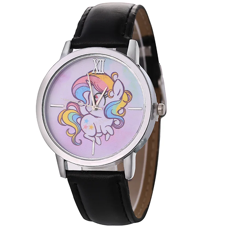 

New Style Unicorn Pattern Fashion Casual Ladies' Watch Hot Selling Leather Belt Students Quartz Watch
