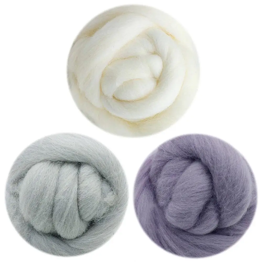 

Feltsky 300g Felting Wool Set 3 Colors (70s 19um Grade) Needle Felting Diy Wool for Needle Felting Kit by Plastic Bag