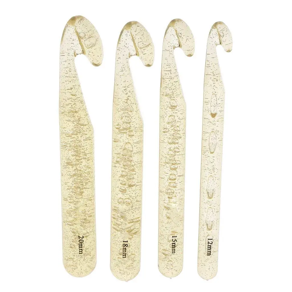 4pcs 12mm/15mm/18mm/20mm Huge Crochet Hook with 9pcs Large-eye Blunt Needles for Yarn Sewing Knitting