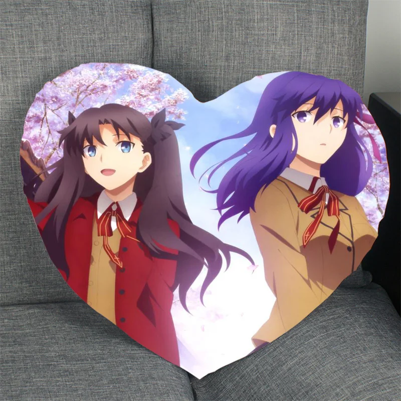 Custom Fate Stay Night Pillow Case Heart Shaped Zipper Cover Satin Soft No Fade Cases Home Textile Decorative | Дом и сад