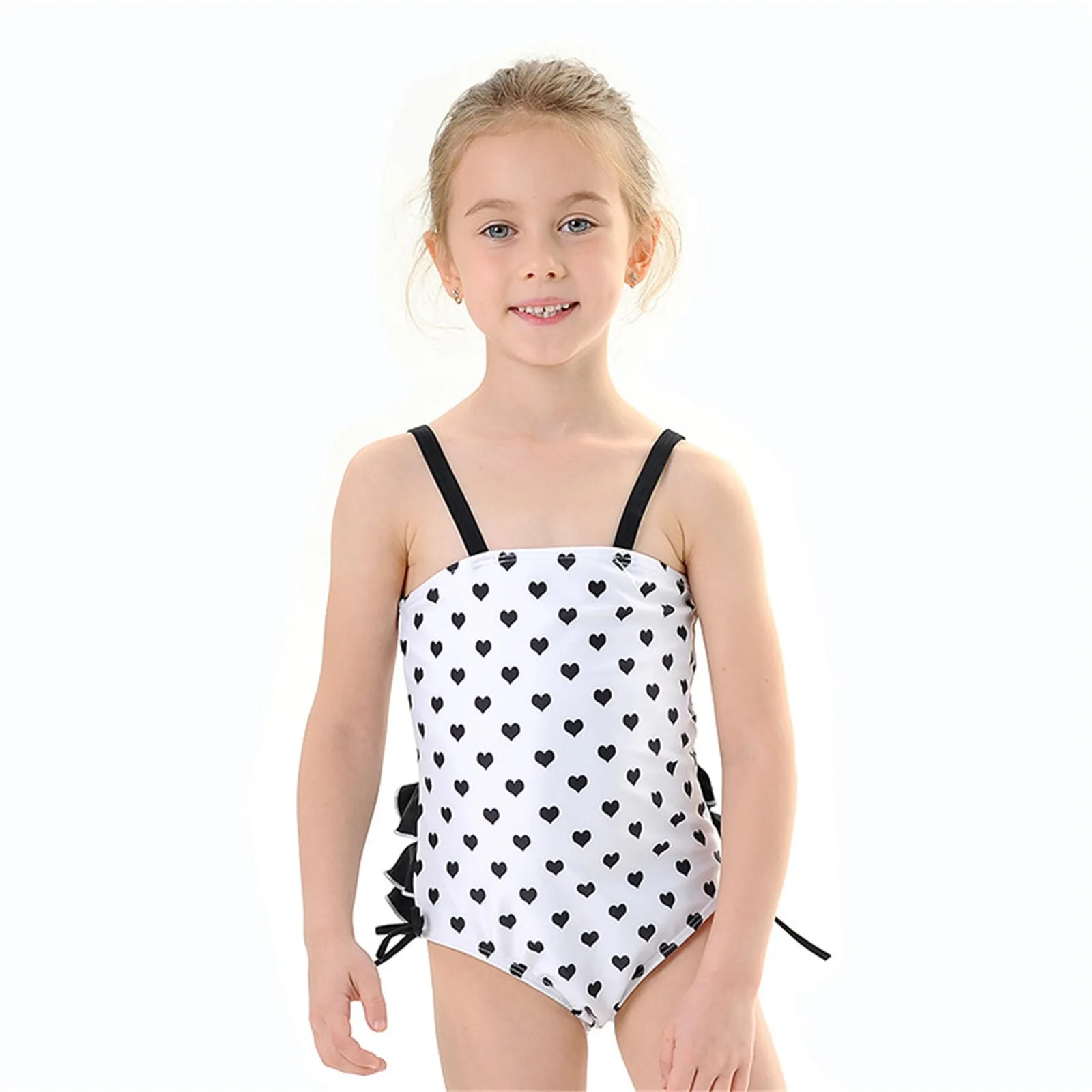 Летний Цельный купальник для маленьких девочек без рукавов с принтом в виде