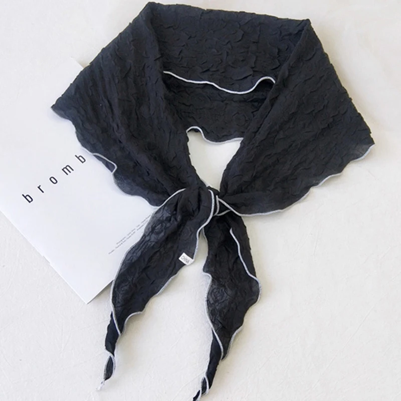 Pleated Embossed Solid Color Cotton Diamond Scarf Female Spring  Summer Soft Versatile Korea 150*30cm Decorative Small Shawl E41