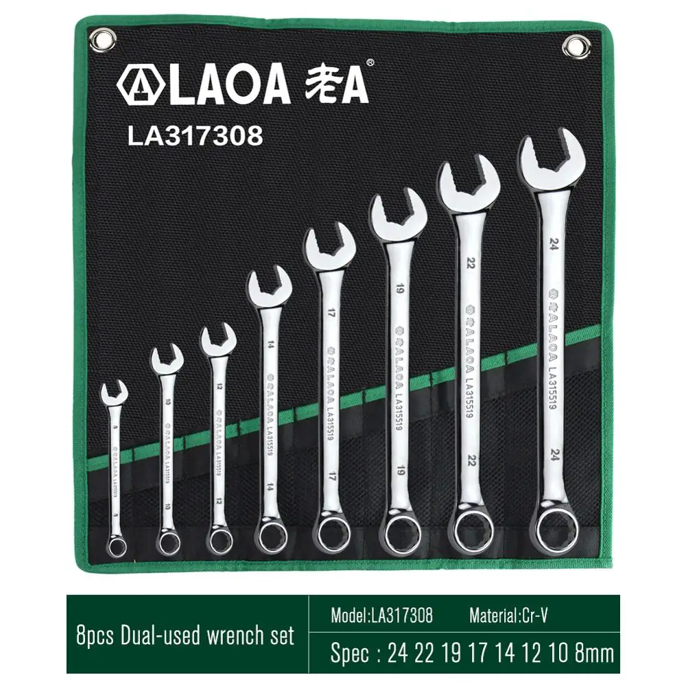 8pcs Combi-End LAOA, 8 шт., 10 шт., набор торцевых гаечных ключей с сумкой, набор инструментов для ремонта авто - Цвет: 8pcs Combi-End
