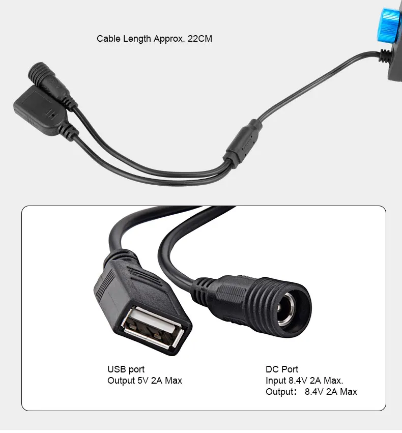 Trustfire Dual Voltage Output 8.4V 5V Bicycle Lamp Power Box for 2/4/6 18650/26650 Batteries W/ Strap Optional 100-240V Adaptor