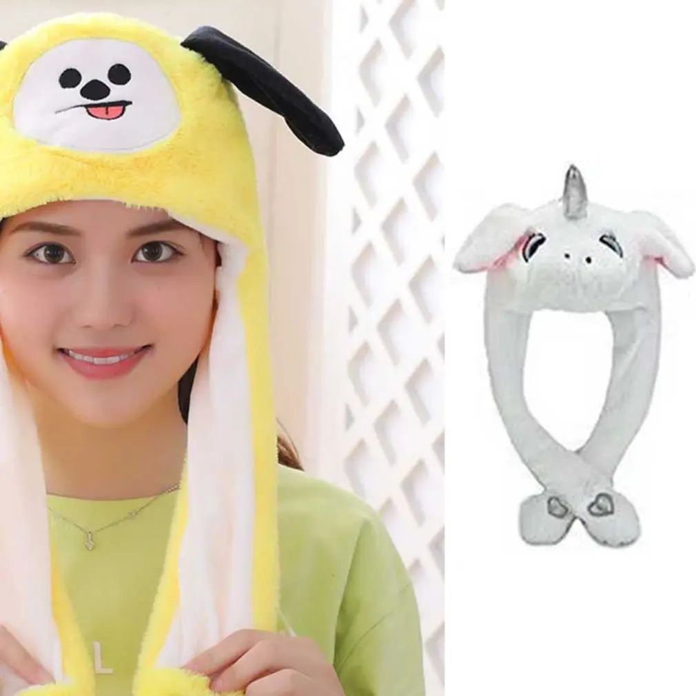 Шляпа с движущейся крышкой унисекс заячьими ушками детская для девочек и