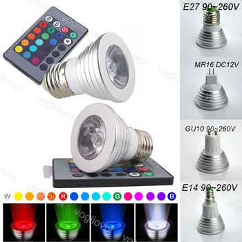 

Vogliovoi Led Light Bulbs Spotlights RGB 16 Color Changing Lamp E27 GU10 E14 MR16 with 24 Key Remote Control Aluminium 85~265V