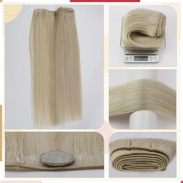 Moresoo Weft Human Hair Extensions Brazilian Weave Bundles Machine Remy Silky Straight Natural Hair 100G/Set Invisible Sew in 3