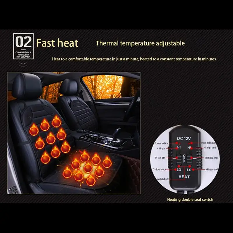 Car Driver Heated Seat Cushion 96*48cm 12V Heated Car Seat Cushion Cover Seat Heater Warmer Winter Household Cushion Interior