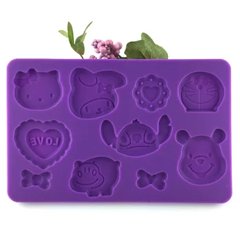 

New Cartoon Bunny Cat Bear Silicone Mould Fondant Tools DIY Chocolate Birthday Decors Cookie Mold Cake Embossing Printing Tool