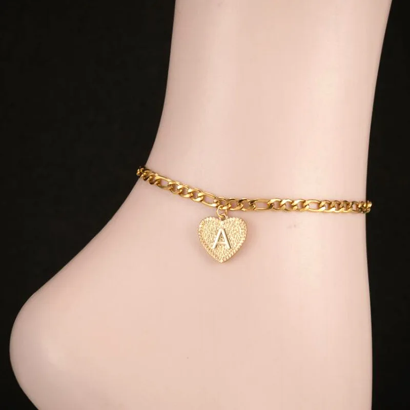 Initial Letter Anklets for Women Stainless Steel Alphabet A-Z Anklet Bracelet Gold Heart Style Leg Chain Ankle Boho Foot Jewelry Initial Letter Anklets for Women Stainless Steel Alphabet A-Z Anklet Bracelet Gold Heart Style Leg Chain Ankle Boho Foot Jewelry
