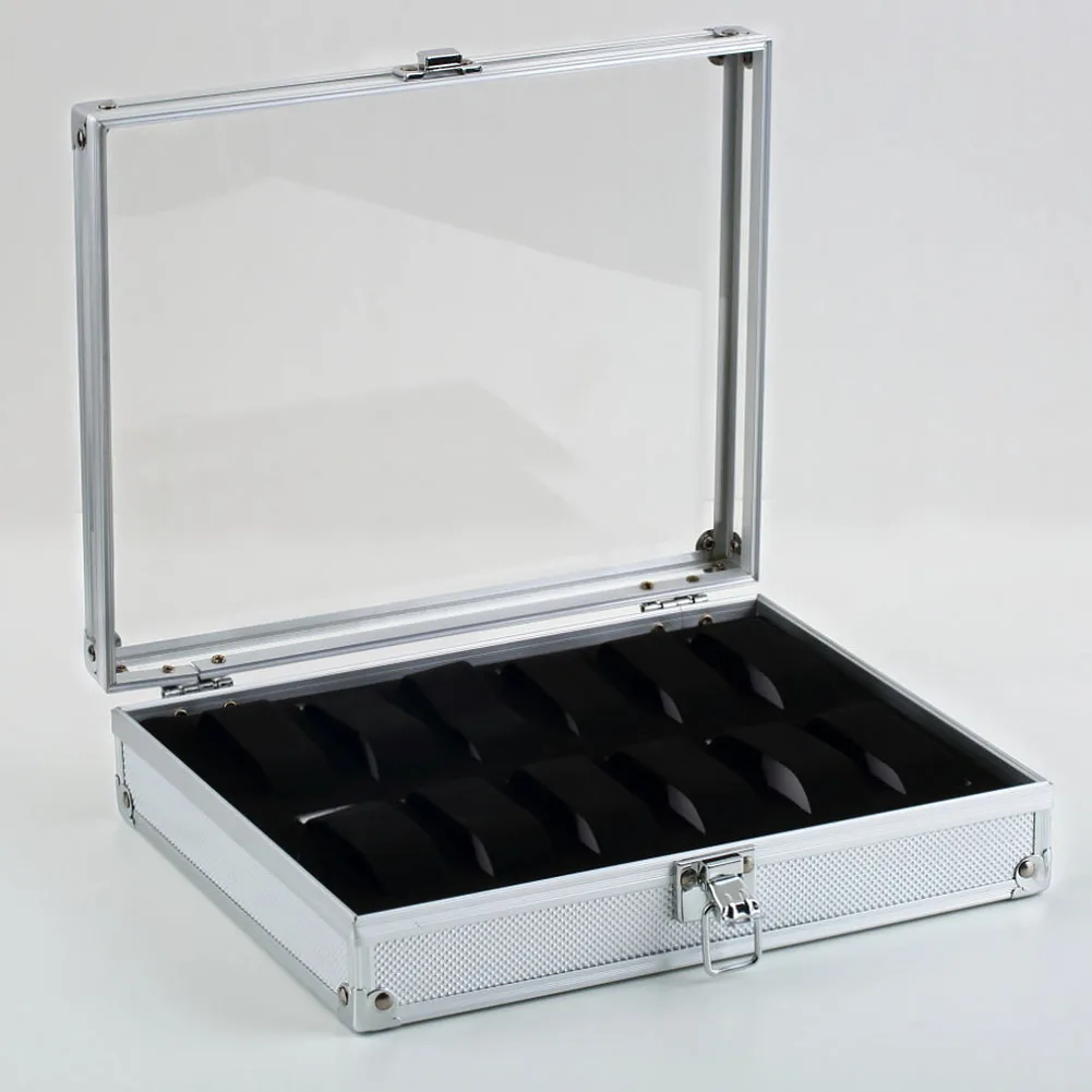 

12 Grid Watch Display Case Bracelet Storage Organiser Professional Aluminium Alloy Wrist Watches Box Jewelry Storage Holder
