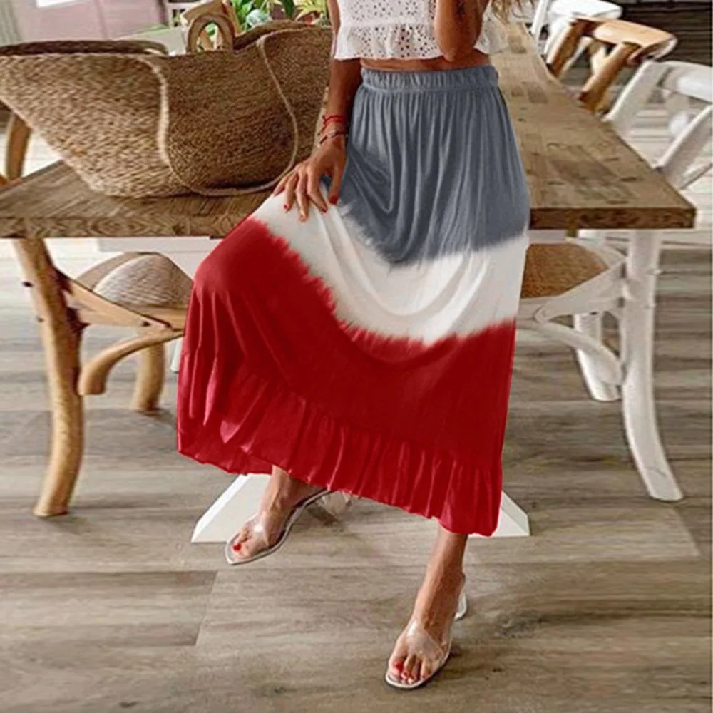 Модные женские бело-Красные Полосатые повседневные юбки с принтом faldas mujer moda jupe tulle femme вязаная юбка 25H