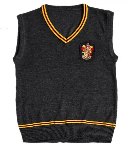 Детский свитер для взрослых Gryffindor свитер с v-образным вырезом и жилетом с значком черная универсальная повседневная одежда для косплея костюмы Харрис костюм