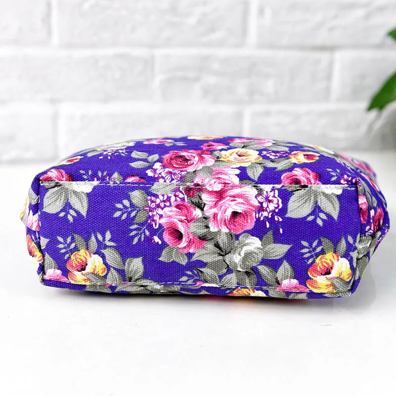 Simple Fashion Women Messenger Bags Canvas Flowers Printed Zipped Girls Handbag Ladies Shoulder Bag Big Capacity Best Sale