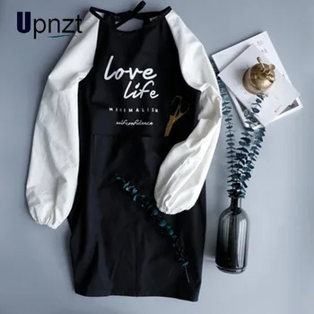 

Cotton Long Sleeve Apron Simplicity Style Kitchen Cooking Baking Shop Skirt Bibs Cafe Flower Shop Hairdresser Painting Overalls