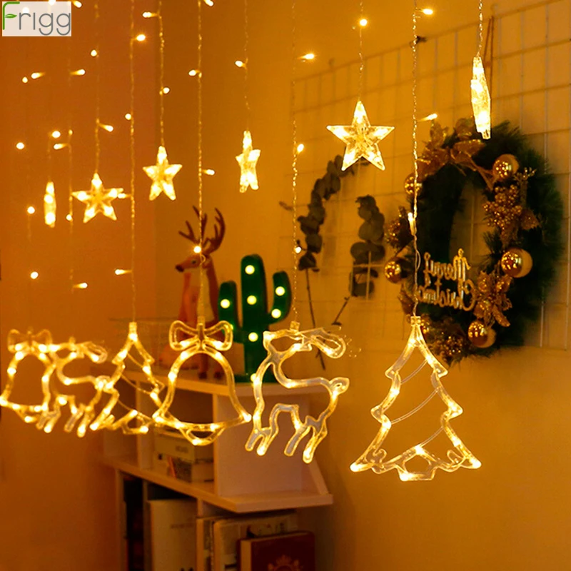 

Elk Bell String Light LED Christmas Decor For Home Hanging Garland Christmas Tree Decor Ornament Navidad 2020 Xmas Gift New Year