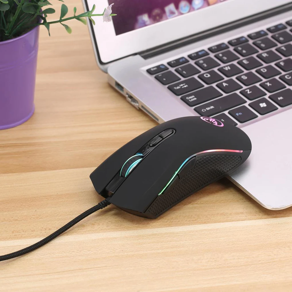Office Gaming Home Mouse Adjustable 3200 DPI Optical Sensor 7 RGB Back Lighting Wired
