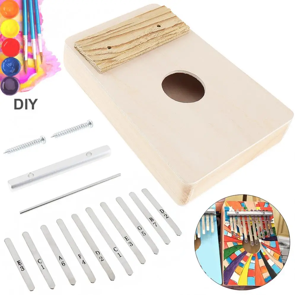 

Thumb Piano 10 Key Kalimba DIY Kit Basswood Thumb Piano Mbira for Handwork Painting Parents-child Campaign Keyboard Instruments