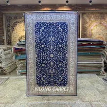 YILONG 3'x5' Тебриз шелковый ковер ручной вязки Шелковый Синий изысканное качество ручной работы ковры(HF225B