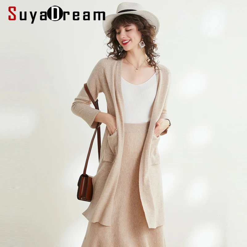 

Women Long Cardigans 100%Wool Two Pockets Long Sweaters 2019 Fall Winter Wool Cardigan