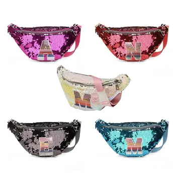 

Portable Glitter Sequin Reversible Waist Bag Fanny Pack Pouch Sport Belt Hip Chest Crossbody Shoulder Purse for Kids Children