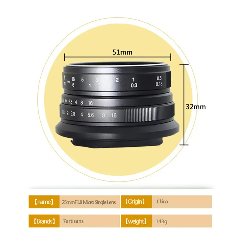 7 ремесленников 25 мм F1.8 объектив для Fuji Fujifilm SLR DSLR камеры s Объективы Серебристые APS-C ручной широкоугольный Фокус объектив камеры