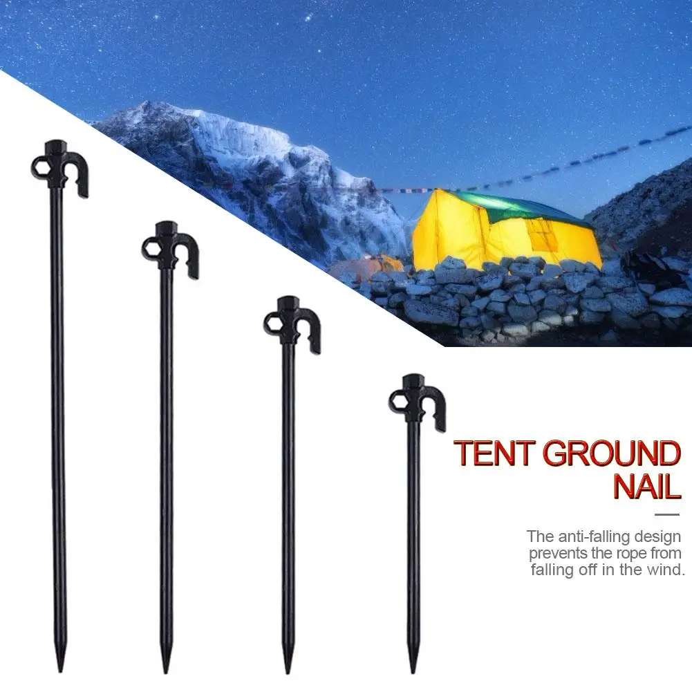 

Ground Nail Camping Accessories Canopy Tent Nail Fixing Rod Beach Heavy-duty Steel Solid Tent Stakes Pegs Metal Stopper