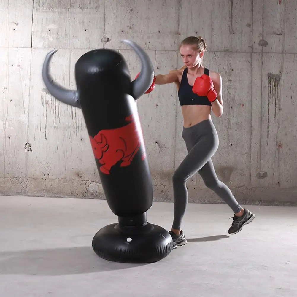 Inflatable Punching Bag Free Standing Boxing Bag Air Bop Bag Pressure Relief Bounce Back Sandbag With Pump For Men Women