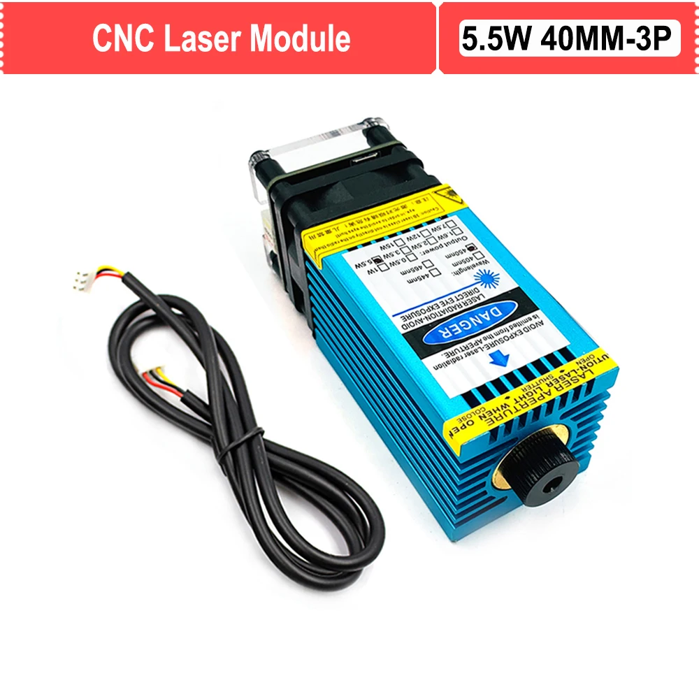 

5.5W 450nm 40mm Focusing Blue Laser Module 5500mw TTL/PWM Control Laser Tube Diode with Protection Glasses